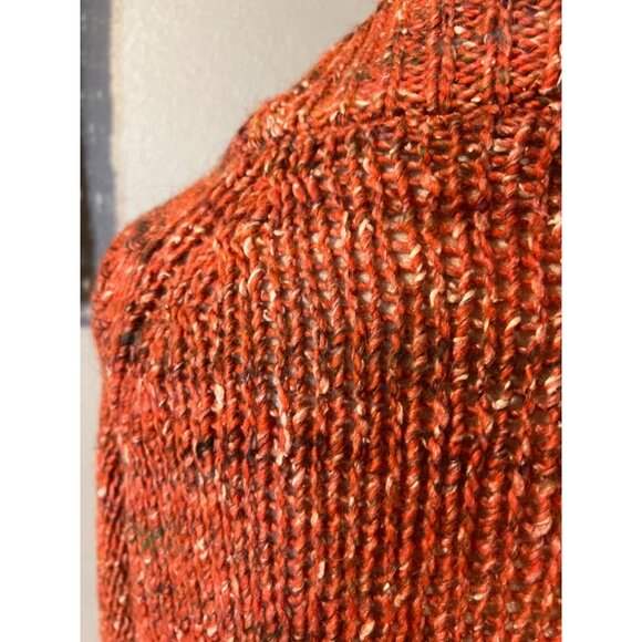 Anthropologie Moth Sweater Orange M Medium Thick Collar Pullover Mutli Flecks - Picture 9 of 11